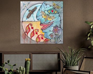 Face with dream world by Renée Meijer