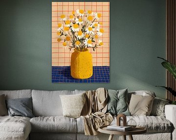 Blumen in gelber Vase