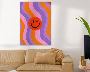 Retro smiley op golvende achtergrond van Niklas Maximilian