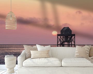 De ondergaande zon bij 