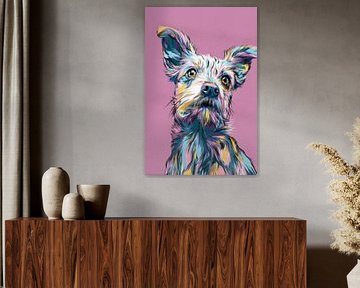 Hond in Popartstijl Kleurexplosie met Karakter van Eva Lee