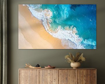 Fond d'écran aérien avec vagues bleues