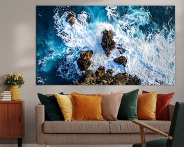 Fond d'écran aérien avec vagues bleues