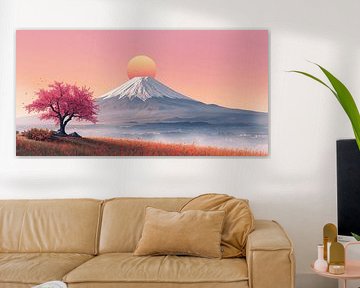 Sunset Over Mount Fuji With Sakura by MajesticArts
