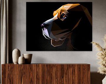 Brown White Dog Low Poly Backlight by Yoga Art 15