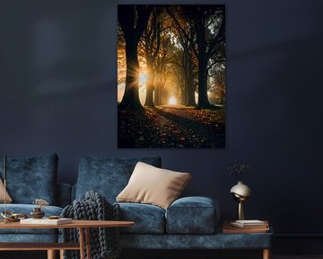 Allée dans la lumière automnale du soir , Laan in het herfstige avondlicht sur Christina Bauer Photos