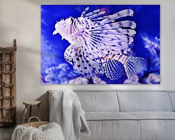 un poisson-lion dans un aquarium mixed media sur Werner Lehmann