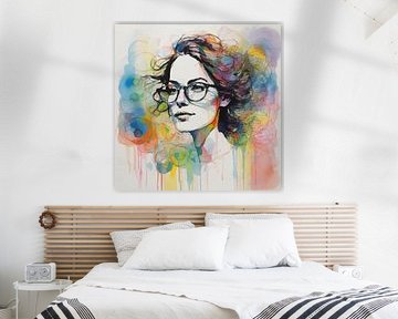 Minimalistisch aquarelschilderij van een vrouw van MIROKKU