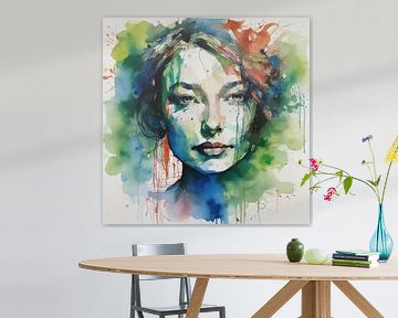Peinture aquarelle minimaliste d'une femme sur MIROKKU