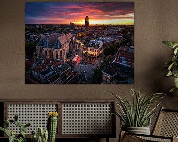 Zwolle city centre during sunset