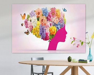 spiritueel beeld abstract portret met bloemen van Egon Zitter