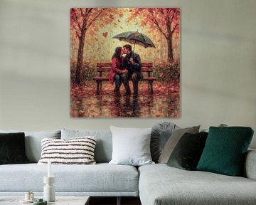 Autumn kiss in the rain by Ainoeska