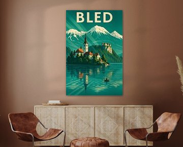 Bled Art Deco Poster – Vintage Slovenia Travel Wall Art by Travel Shop