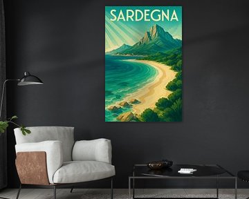 Sardegna Art Deco Poster – Mediterranean Beaches & Wild Landscapes