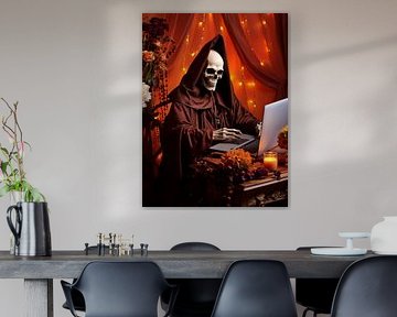surreal Halloween Skelett Mönchskutte Laptop  Kerzenlicht von gm_designs