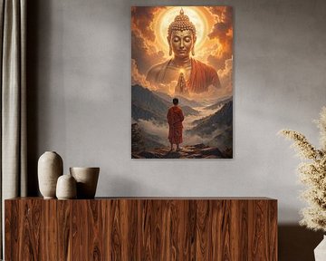BUDDHA OF ENLIGHTENMENT: The Monk Facing the Radiant Buddha by INFERAURUM