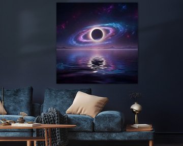 Eine ewige Finsternis, die den Horizont in kosmische Farben taucht.