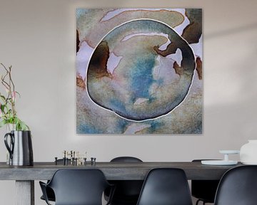ECHO AQUA MINERAL 064 - Abstrakter Aquarelldruck mit natürlicher Tiefe