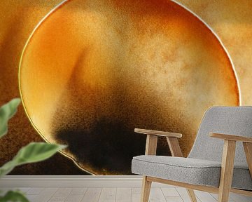 ECHO AQUA PETAL 966 – Abstracte Bloemvormige Aquarelprint in Amber Tangerine Glow van Saskia Mensink PRINTS