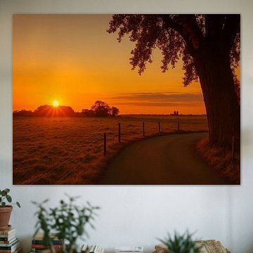 Abendrot in der Natur - Sonnenuntergang am Wanderweg