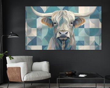 stijlvol en strak kunstwerk van een koe met hoorns van Emiel de Lange