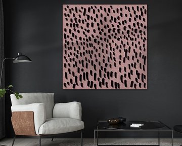 Modern acrylic painting on antique pink - Abstract dots in black | Minimalist wall art by nachtfarbenart