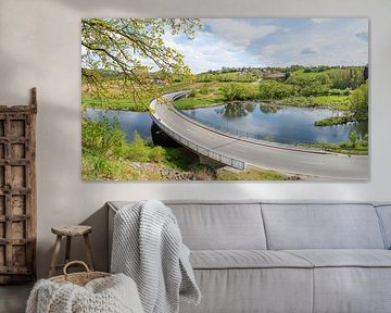 brug over Schwarzer Regen, lentelandschap bij Viechtach