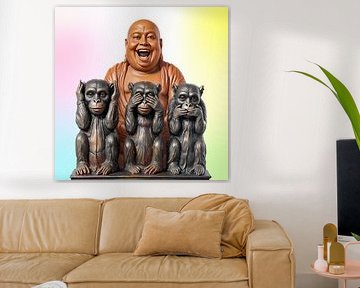 Hear, see and speak no evil with smiling Buddha by Hans Levendig (lev&dig fotografie)