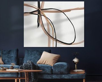 Minimalist abstract line art on linen : Off-white