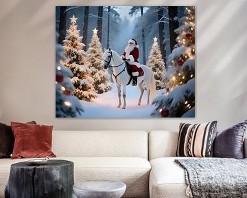 Father Christmas between fir trees by Jean Pierre