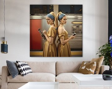 Girl with pearl at station by Emiel de Lange