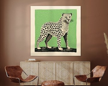 Whimsy Folk Gepard auf grünem Grund
