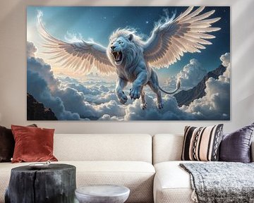 MARKUSLION: The Winged White Lion above the Clouds by INFERAURUM
