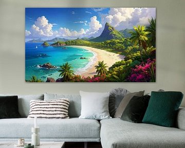 Paradijselijk strand met palmbomen