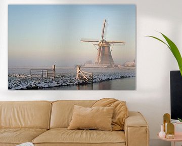 Winter landscape in the Netherlands with a windmill by iPics Photography
