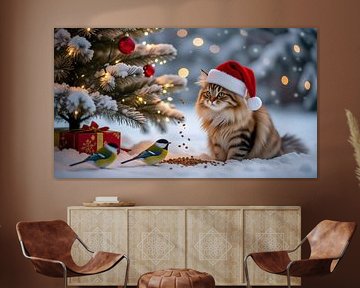 Rode kater met Koolmeesjes van Christmasmoment