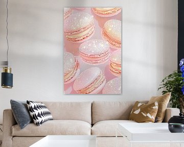 Macarons roses avec paillettes sur Melloi Art Prints