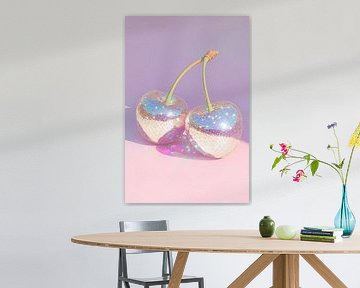Boule de Disco Cerises sur fond pastel sur Melloi Art Prints