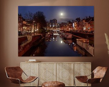 Full moon above Groningen by Koos de Wit