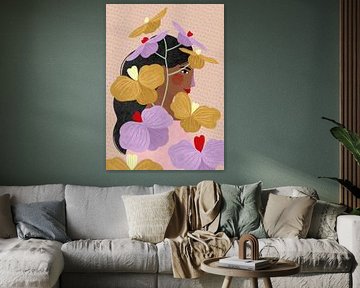 Versteckt hinter gelb-violetten Blumen von Bea Müller