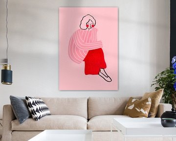 Pink und Red Line Lady
