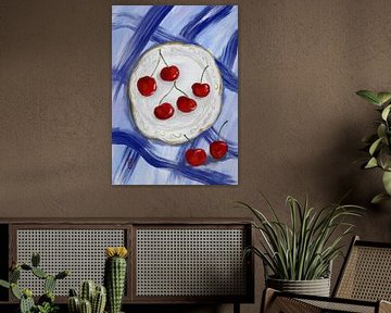 A Plate of Cherries Food Painting