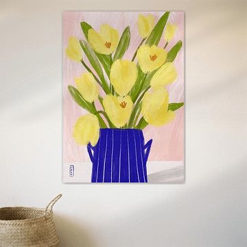 Yellow Tulips In a Vase by Dirkie Nell