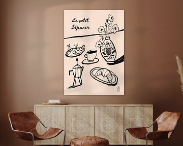 Le Petit Dejeuner Breakfast Poster in Black by Dirkie Nell