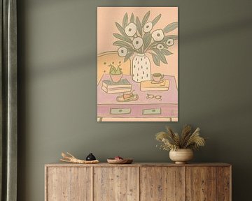 Mijn Bureau Stilleven Illustratie Poster van Dirkie Nell