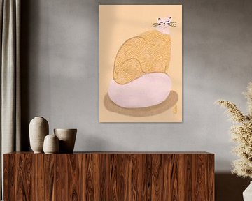 Cat in a Butter Yellow Jersey Illustration Poster