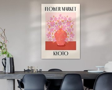 Marché aux fleurs de Kyoto Affiche de voyage du Japon sur Dirkie Nell