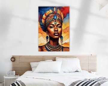 Abstract Watercolor Painting of African Woman
