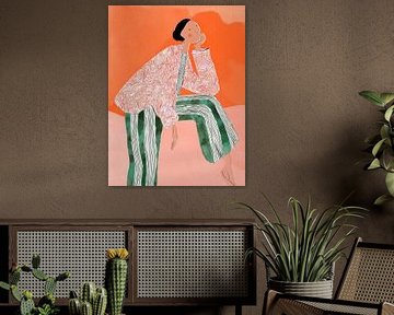 Gedachten in Gestreept Groen van Color Square