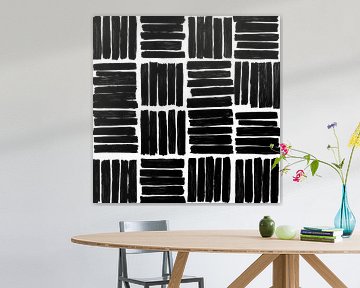 Minimalist line structure - Abstract black and white pattern by Niphion Art